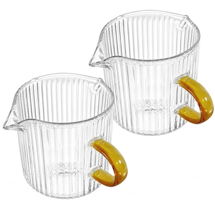 111.png 4 OZ Espresso Cups Set of 2, Espresso Shot Glass Cups with Handle, Double Spouts Cup Clear Milk Cup, Essential Machine Accessories for Coffee Bar - Image 1