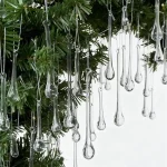 OuMuaMua 64 Pcs Glass Raindrop Christmas Ornaments Crystal Teardrop Hanging Ornaments Clear Chandelier Drop Pendant Decorations for Christmas Tree Winter New Year Party Supplies Home Decor