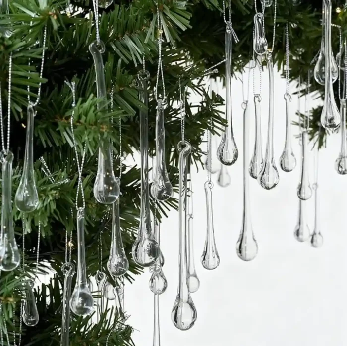 1_副本-1-3.webp OuMuaMua 64 Pcs Glass Raindrop Christmas Ornaments Crystal Teardrop Hanging Ornaments Clear Chandelier Drop Pendant Decorations for Christmas Tree Winter New Year Party Supplies Home Decor - Image 1