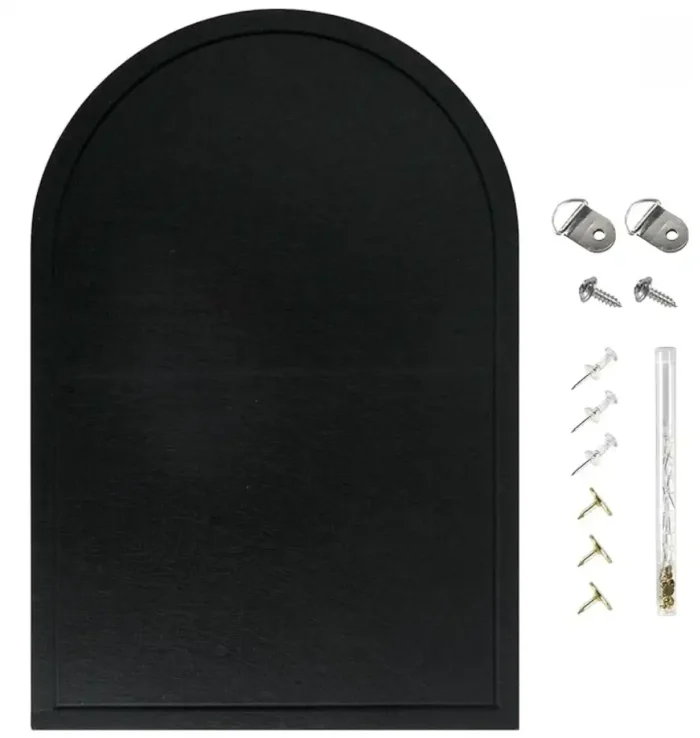 1_副本-12.webp Arched Felt Bulletin Board, Sized 23.6" x 17.3" Cork Board Alternative Grooved Edge Foldable for Office & Wall, Customizable Adhesive Tiles with Pins Hooks for Photo Display School Home Office, Black - Image 1