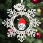 2026 Dated Metal Snowflake Gnome Christmas Ornaments for Tree Decorations DIY Craft Winter Snowflake Keepsake Gifts Home Party Decor