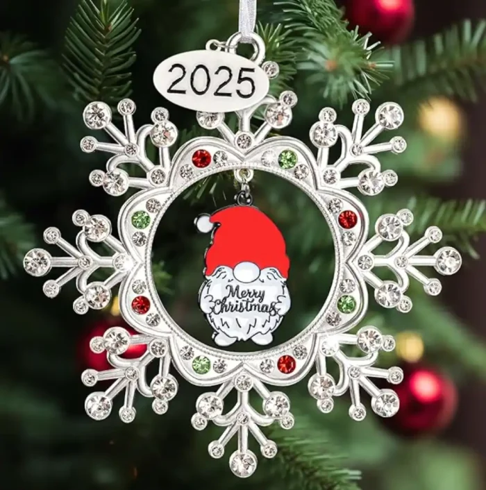 2026 Dated Metal Snowflake Gnome Christmas Ornaments for Tree Decorations DIY Craft Winter Snowflake Keepsake Gifts Home Party Decor - Image 1