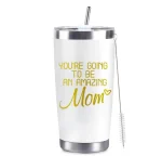 New Mom Gifts For Women First Time Mom Christmas Gifts for Expecting to be Mother 20oz White Insulated Stainless Steel Tumbler Mother’s Day Birthday Baby Showers Gender Reveals Presents