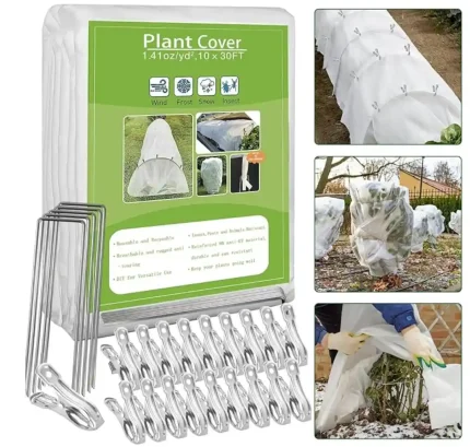 Plant Covers Freeze Protection, 10ft x 30ft 1.41oz/yd² White Frost Cloth Plant Blankets with 20 Stainless Steel Clips Floating Row Covers for Outdoor Gardens Vegetables Winter Frost Pests Protection