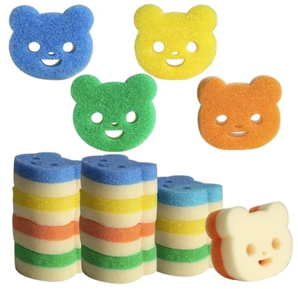 12pcs Scrub Sponges, 4-Color Dual-Sided Dish Sponge for Scrubbing, Non Scratch Cleaning Sponge for Kitchen Dish Washing Supplies