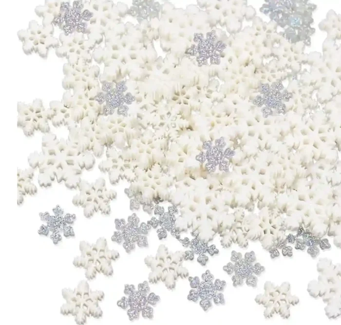 1_副本-5.webp 100Pcs Mini Snowflake Ornament Christmas Decorations- Glitter Resin White and Silver Snowflakes Christmas Craft Embellishment for DIY Craft Xmas Tree Winter Party Table Decor (3 Sizes) - Image 1