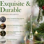 OuMuaMua 64 Pcs Glass Raindrop Christmas Ornaments Crystal Teardrop Hanging Ornaments Clear Chandelier Drop Pendant Decorations for Christmas Tree Winter New Year Party Supplies Home Decor - Image 4