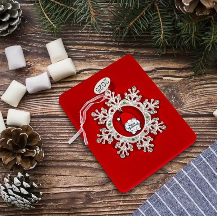 2026 Dated Metal Snowflake Gnome Christmas Ornaments for Tree Decorations DIY Craft Winter Snowflake Keepsake Gifts Home Party Decor - Image 3