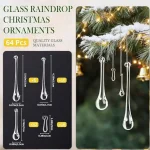 OuMuaMua 64 Pcs Glass Raindrop Christmas Ornaments Crystal Teardrop Hanging Ornaments Clear Chandelier Drop Pendant Decorations for Christmas Tree Winter New Year Party Supplies Home Decor - Image 3