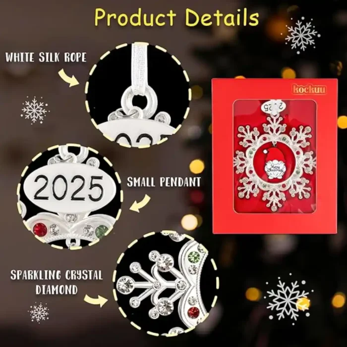 2026 Dated Metal Snowflake Gnome Christmas Ornaments for Tree Decorations DIY Craft Winter Snowflake Keepsake Gifts Home Party Decor - Image 2