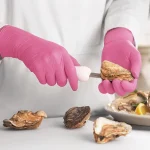 GuassLee 100 Pack Pink Vinyl Disposable Gloves - Latex Free and Power Free Food Grade Exam Gloves for Cleaning Food Prep Kitchen Use, Small