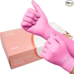 GuassLee 100 Pack Pink Vinyl Disposable Gloves - Latex Free and Power Free Food Grade Exam Gloves for Cleaning Food Prep Kitchen Use, Small - Image 2