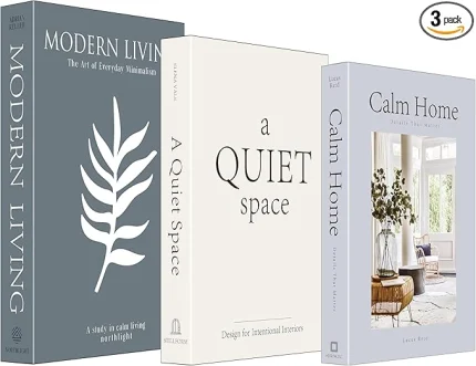 OuMuaMua Aesthetic Decorative Books, Set of 3 Glossy & Linen Cover Fake Books for Coffee Table Bookshelf Decor, Modern Book Storage Boxes for Home Living Room Bedroom Office Decor, Blue and White