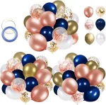 OuMuaMua 60Pcs Pink Gold Confetti Latex Balloons Kit, 12 Inch Pink White Gold Helium Balloons Party Supplies for Confession Proposal Wedding Girl Birthday Baby Shower Party Decoration - Image 5