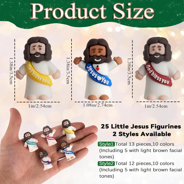 25pcs Little Jesus Figures, Multicolor Mini Figurines in Bulk, Tiny Baby Jesus Rubber Toys to Hide and Seek for Valentine's Day Gifts, Easter Egg Hunts, Sunday School Supplies, Kids & Adults - Image 3