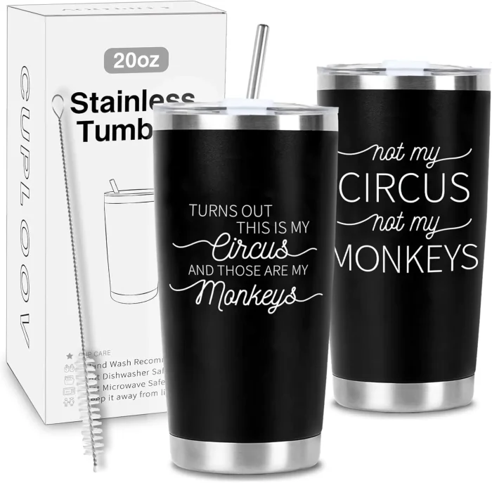 71a5uUg3nUL._AC_SL1500_.webp CUPLOOV Crap Turns Out This Is My Circus Tumbler, Funny Birthday Mother's Day Gift for Mom Boss Teacher Manger, 20 Oz White Stainless Steel Tumbler Cup Christmas Gifts Ideas - Image 1