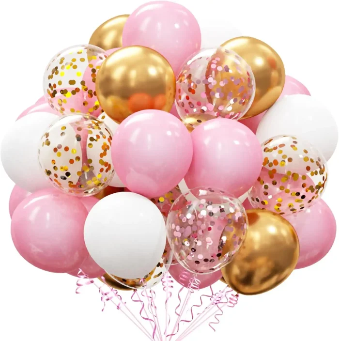 71kxp5pgSL._AC_SL1500__副本.webp OuMuaMua 60Pcs Pink Gold Confetti Latex Balloons Kit, 12 Inch Pink White Gold Helium Balloons Party Supplies for Confession Proposal Wedding Girl Birthday Baby Shower Party Decoration - Image 1