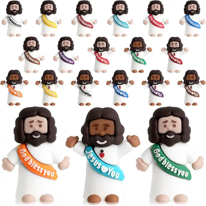 71oCDdhUjxL._AC_SL1500.webp 25pcs Little Jesus Figures, Multicolor Mini Figurines in Bulk, Tiny Baby Jesus Rubber Toys to Hide and Seek for Valentine's Day Gifts, Easter Egg Hunts, Sunday School Supplies, Kids & Adults - Image 1