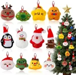 Christmas Tree Plush Ornaments, 12 Pcs Small Plush Christmas Hanging Ornaments Set, Soft Mini Stuffed Animal Toys for Mini Xmas Tree Hanging Decorations Supplies