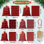 OuMuaMua Fabric Christmas Gift Bags with Drawstring - 6 Pack Cloth Buffalo Plaid Bag with Kraft Gift Tags for Christmas Holiday Present Gift Wrapping - Image 4