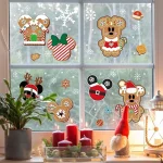 Christmas Gingerbread Window Cling Decorations - 12 Sheets Double-Sided Christmas Gingerbread Sticker for Window Decor, Mouse, Castle, Snowflake Stickers for Indoor Office Home Decor - Image 3