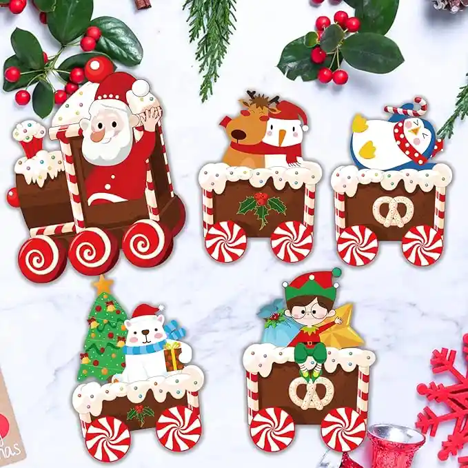 830_副本.webp Christmas Train Decorations Yard Signs with LED Lights - Christmas Tree Snowman Train Set Lawn Signs with Stakes for Holiday Xmas Lawn Garden Yard Decorations Outdoor, 5 Pack - Image 1
