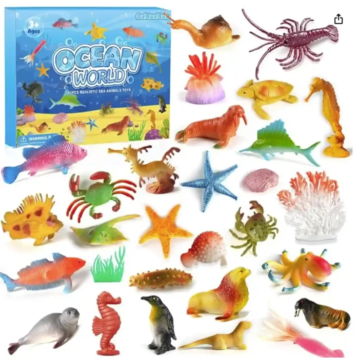 Sea Creatures Ocean Animal Figure Toys Plastic Small for Kids, Toddlers - Image 1