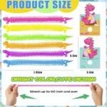 Kids Valentines Day Gifts for Class - 24 Pack Valentines Gift Cards with Glow in The Dark Dinosaur Stretchy String Toys for School Classroom Exchange Gifts, Toddlers Girls Boys Valentines Gifts