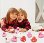 20pcs Rubber Ducks with Cards Gift Valentines Day Party Favors Small 2.36” Assorted Pink Red White Squeaky Duckies in Bulk with Love Heart Cards Treats Giveaways for Kids Cupcake Topper - Image 2